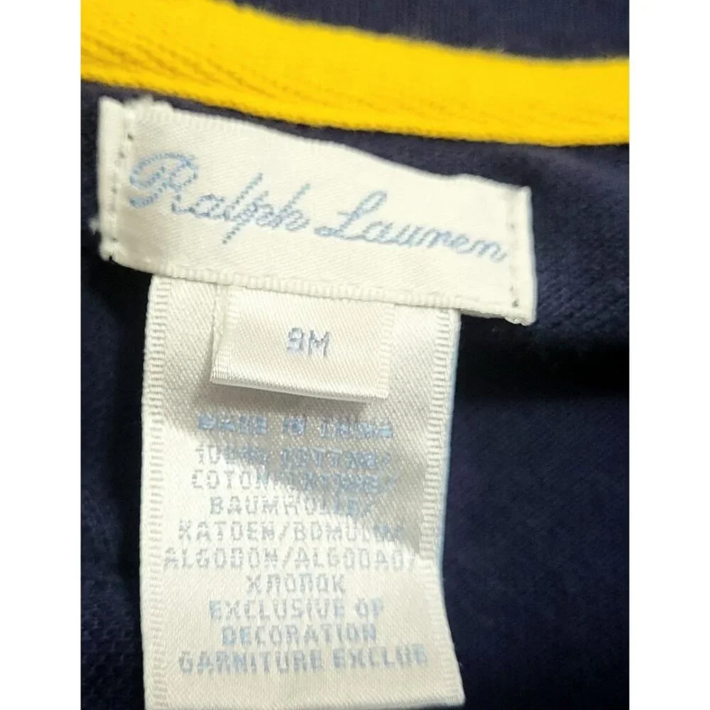 RALPH LAUREN Navy Blue 100% Cotton 1-Piece Outfit - Infant Boy's 9 M